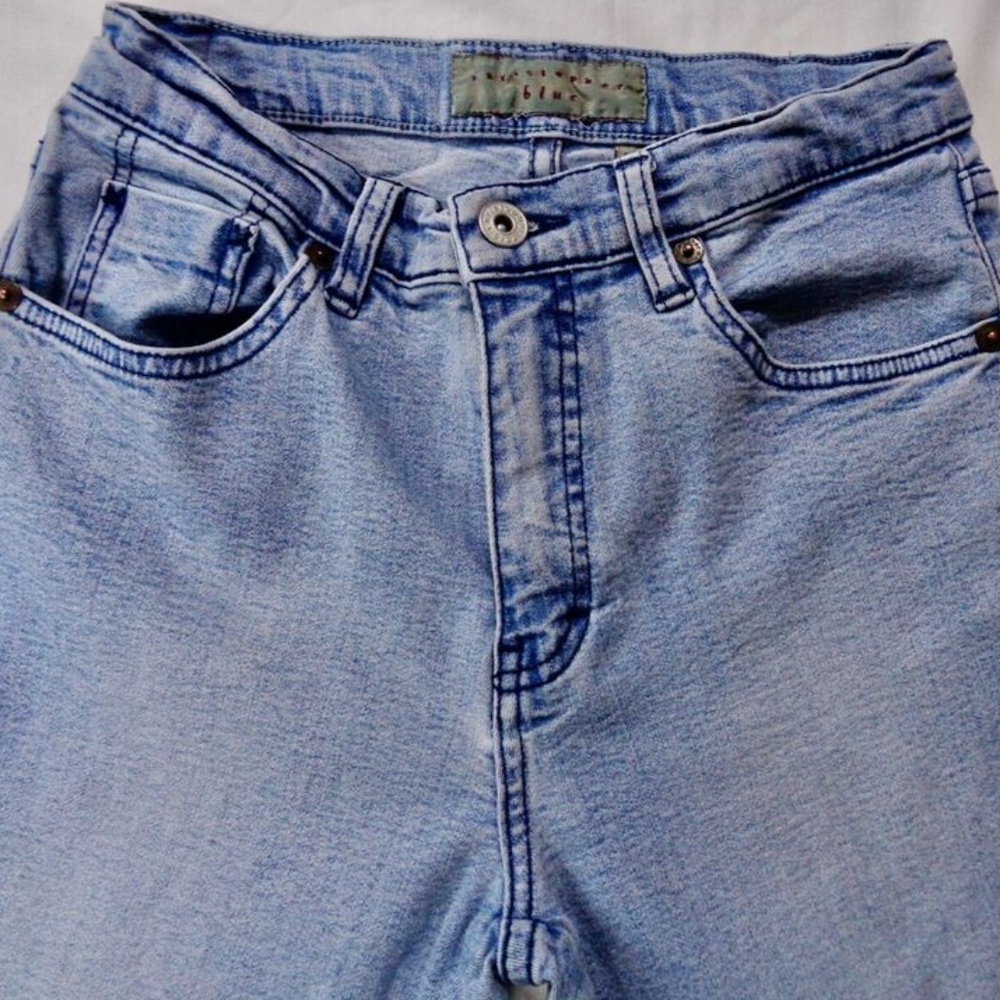 CHRISTOPHER BLUE MEDIUM WASH JEANS BOOT CUT MID RISE STRETCH SZ 2